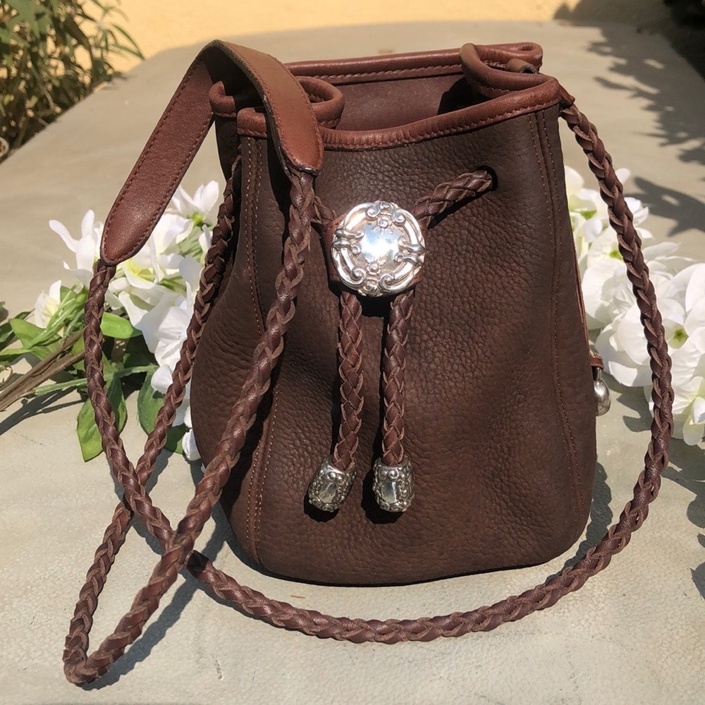 Brighton Silver and Brown Crossbody Bag with Braided Strap
